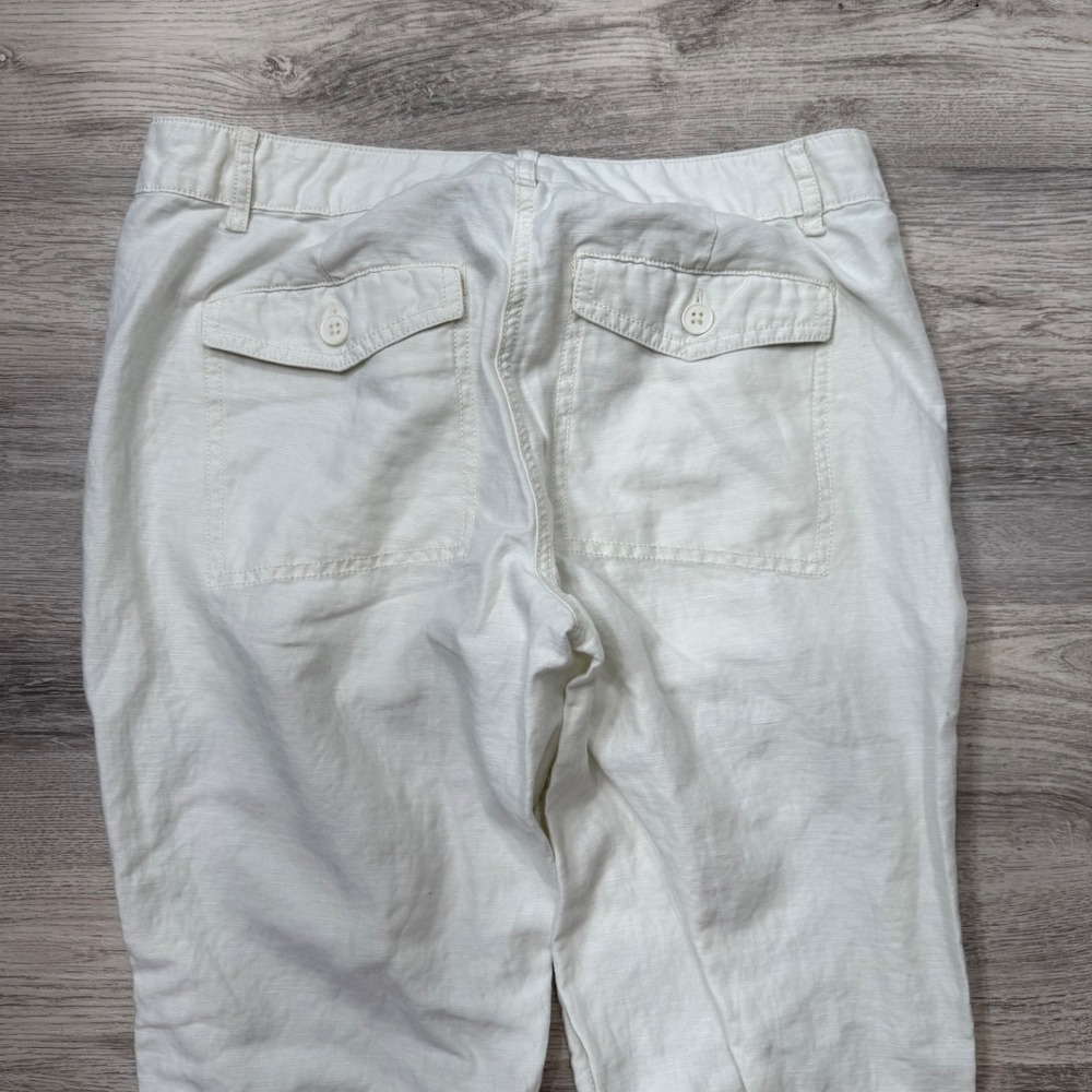 LOFT Womens White Cargo Utility Pants Size 0 Linen Blend Casual Chic - Picture 6 of 10